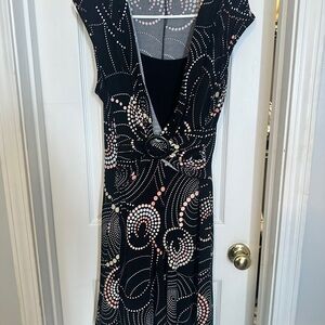 Cato Black Dress with Pink and White Swirls